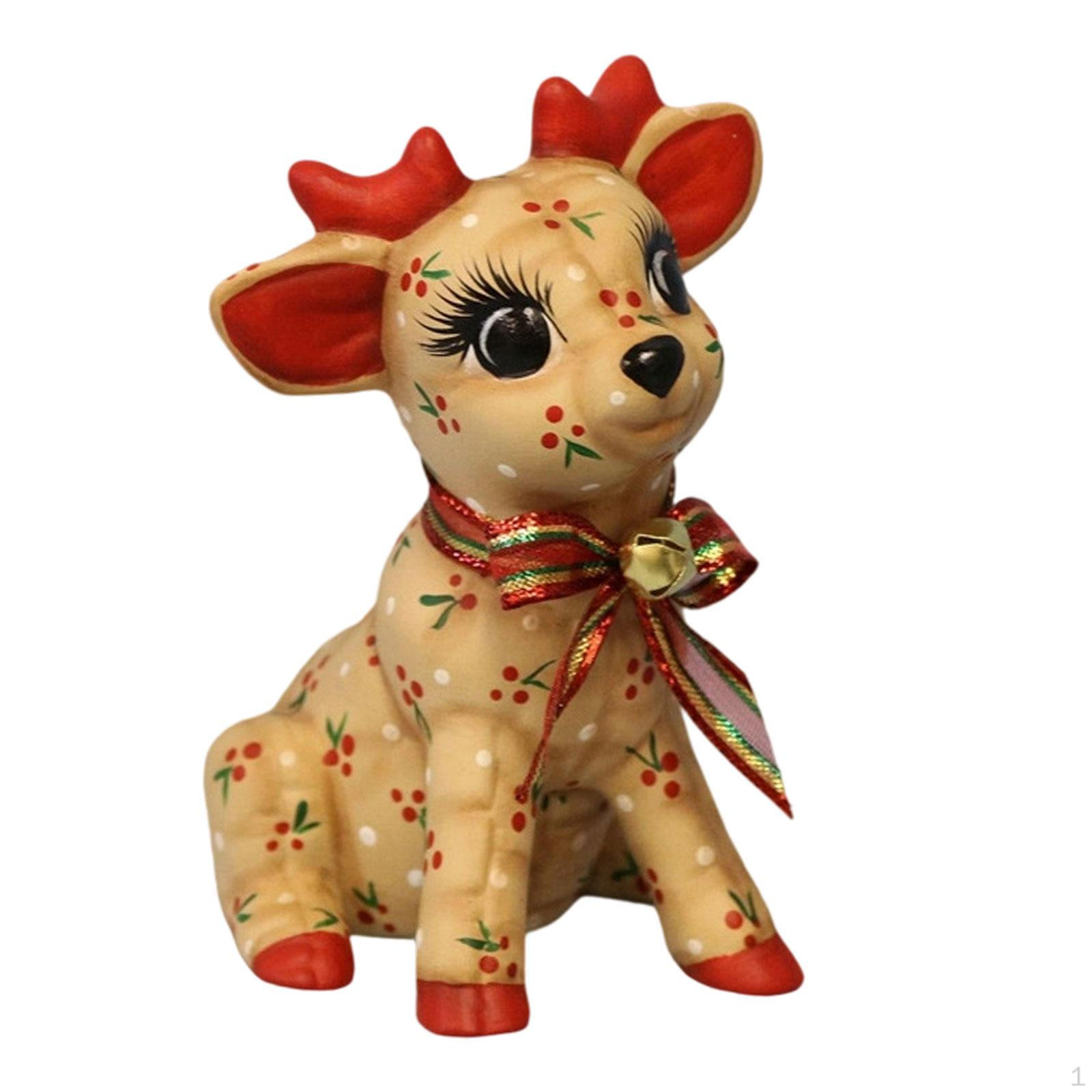 

Reindeer Statue Decorative Figurine Christmas Decoration Resin Small Collectible Animal Sculpture Style A
