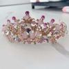 Shiny Pink Floral Crown Elegant Princess Rhinestone Tiara Trendy Crown Hair Accessory  Party