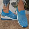 Women's Single Shoes Summer Thick Sole Knitted Full Drill Sports Shoes Casual Comfort Increase Nonslip Training Shoes