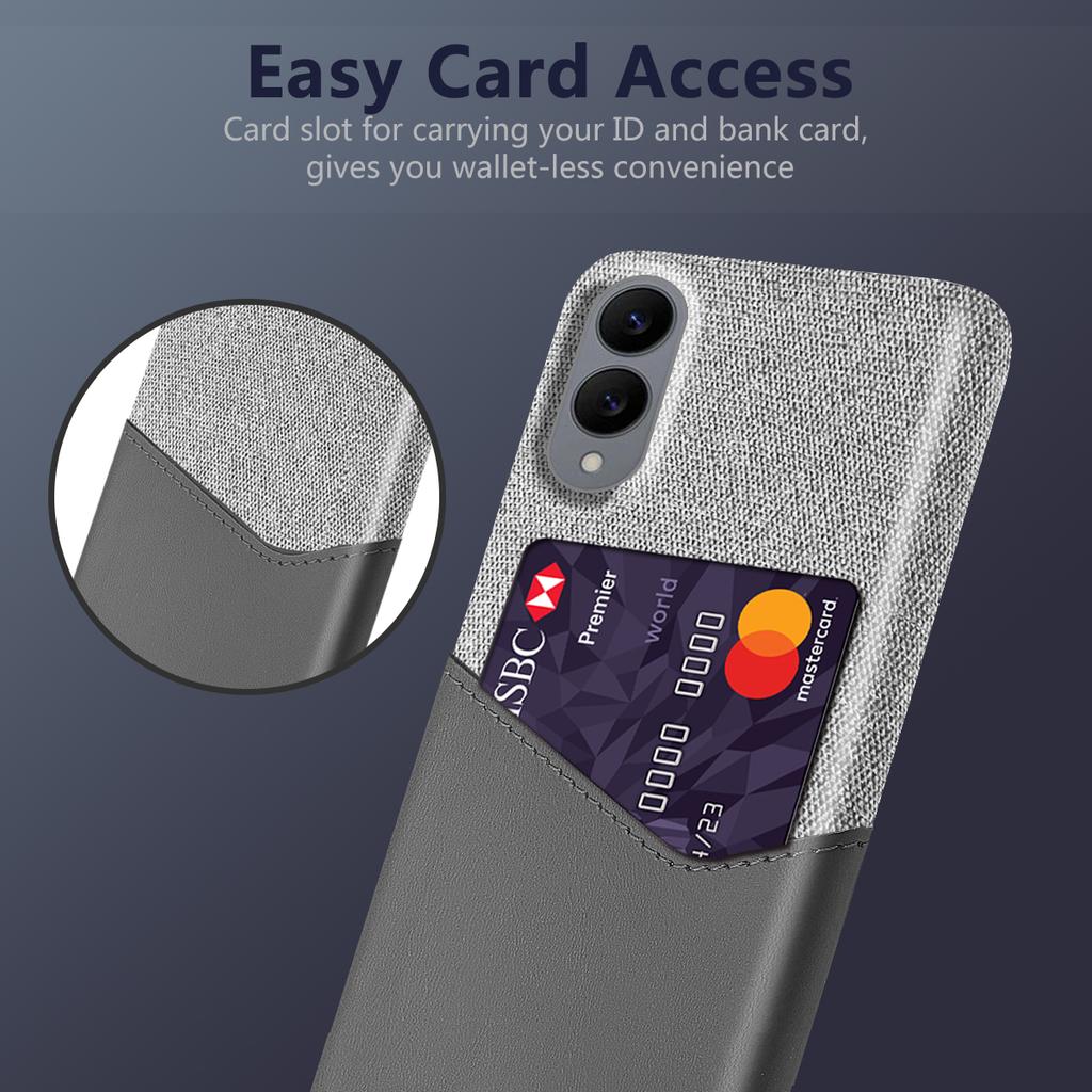 For Samsung Galaxy S25 Edge Case PU Leather Cloth Texture Hard PC Phone Cover with Card Holder