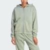 Adidas All Season Fleece Washed Full-Zip Hooded Track Top Women Tops Green IL3273