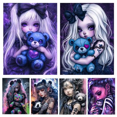 5DDIYGothic Cartoon Girl Diamond Mosaic Square Round Diamond Painting New 2024 Cartoon Fairy Halloween Gift Home Decoration