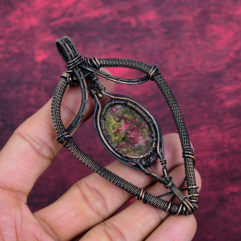 Tree Of Life Copper Thulite Gemstone Pendant Copper Wire Wrapped Jewelry Rainbow  Moonstone Pendant
