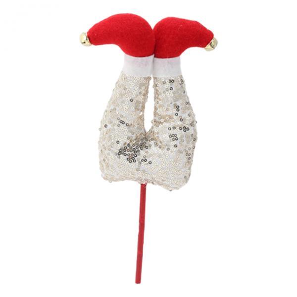 Elf Leg Pick Christmas Tree Decoration Home Party Plush Stuffed Tree Topper