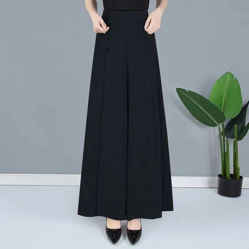 

Women s Summer Ice Silk Casual Skort: Slimming, Draped Wide-Leg Pant for Middle-Aged Moms 4XL 160-180 lbs