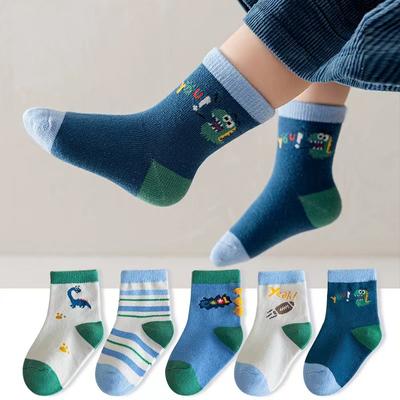 5 Pairs/Lot Children Boys Girls Cotton Socks Cartoon Multi Color Autumn Winter Spring Mid Socks Baby Floor Sock 1-12 Years