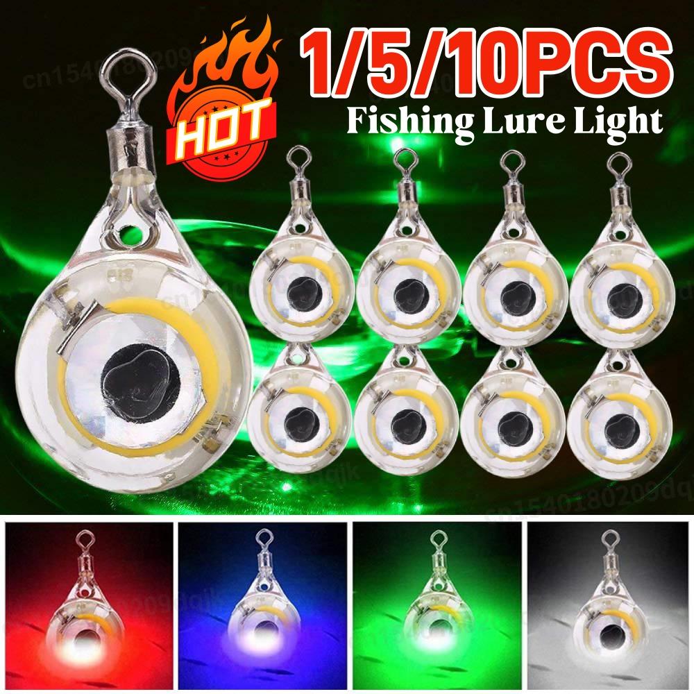 1-10PCS Mini Fishing Lure Light LED Deep Drop Underwater Eye Shape Fishing Squid Fishing Bait Luminous Lure for Attracting Fish