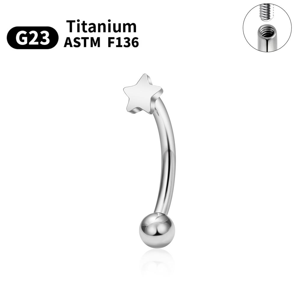 

G23 Титан ASTM-F136 Пирсинг брови Украшения для тела Внутренняя резьба Серьга Для женщин 1.2X6X3x3mm