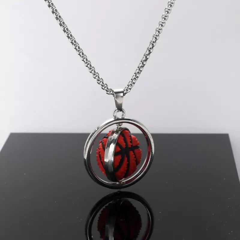 Rotatable Mini Sports Ball Pendant Necklace - Basketball, Football, Golf, Rugby, Baseball - Hip Hop Chain.
