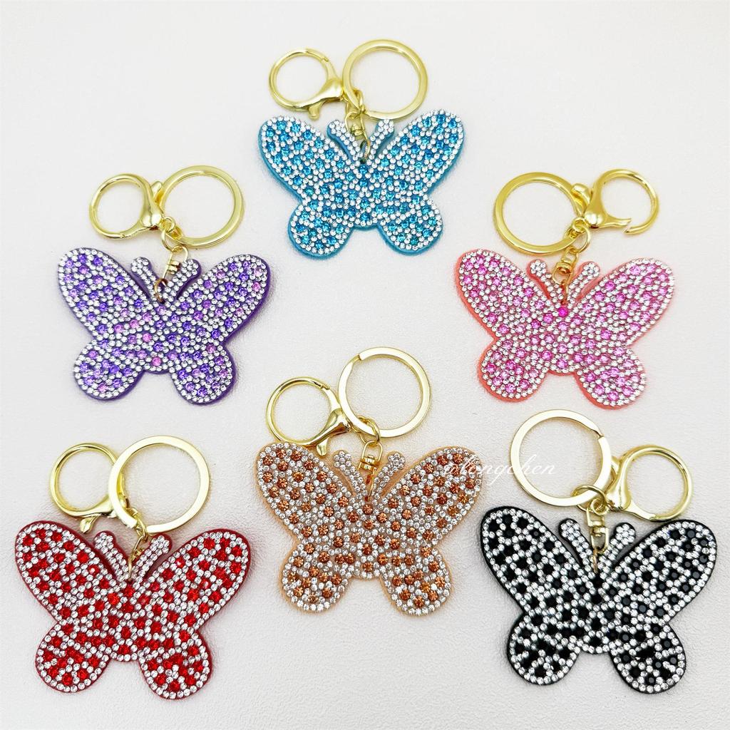 Rhinestone Butterfly Keychain and Bag Charm - Elegant Pendant and Car Hanging Ornament
