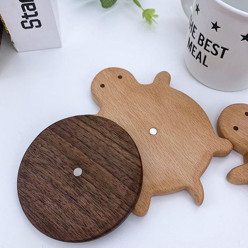 Solid Wood Insulation Mat Wooden Turtle Shape Heat Resistant Mat Tea Coffee Cup Kettle Insulation Pad Home Office Supplies