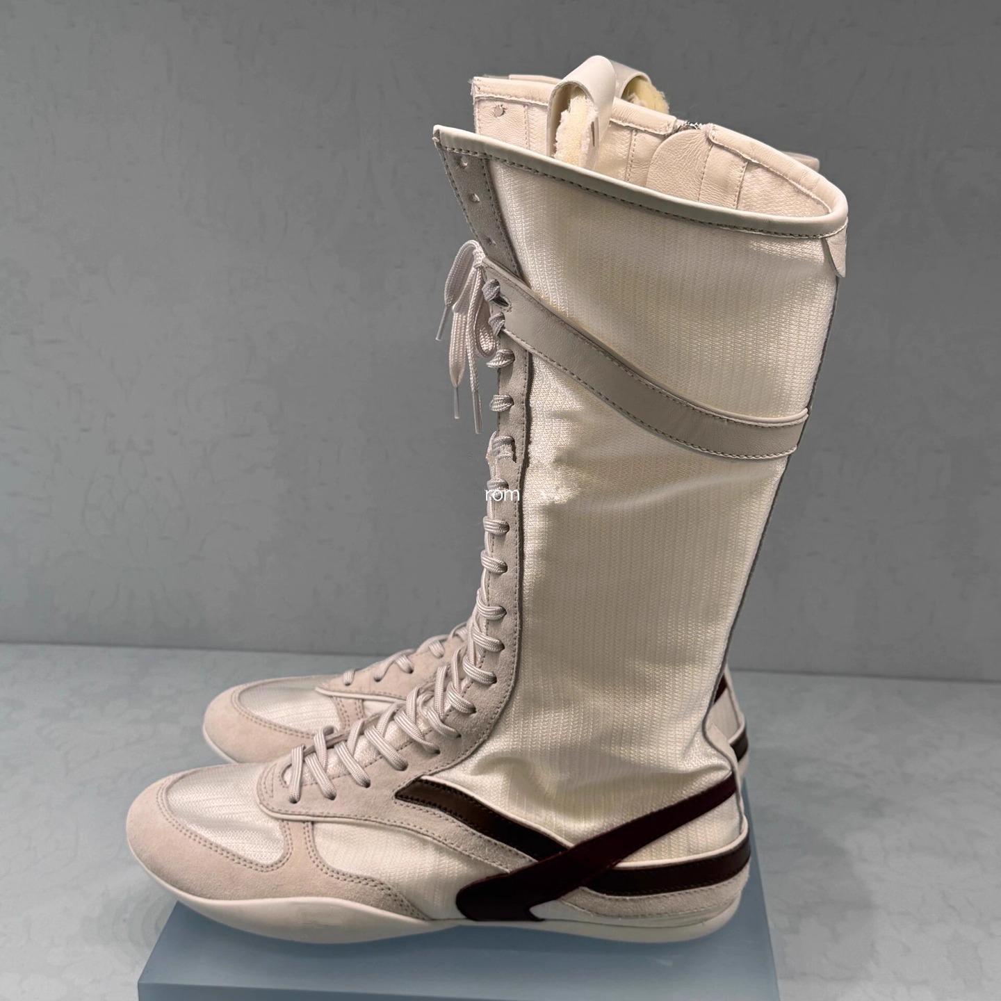 

Sheepskin version~ Leather soft-soled German training hunting boxing boots women s color matching versatile long knight boots women s high boots tide 40 белый