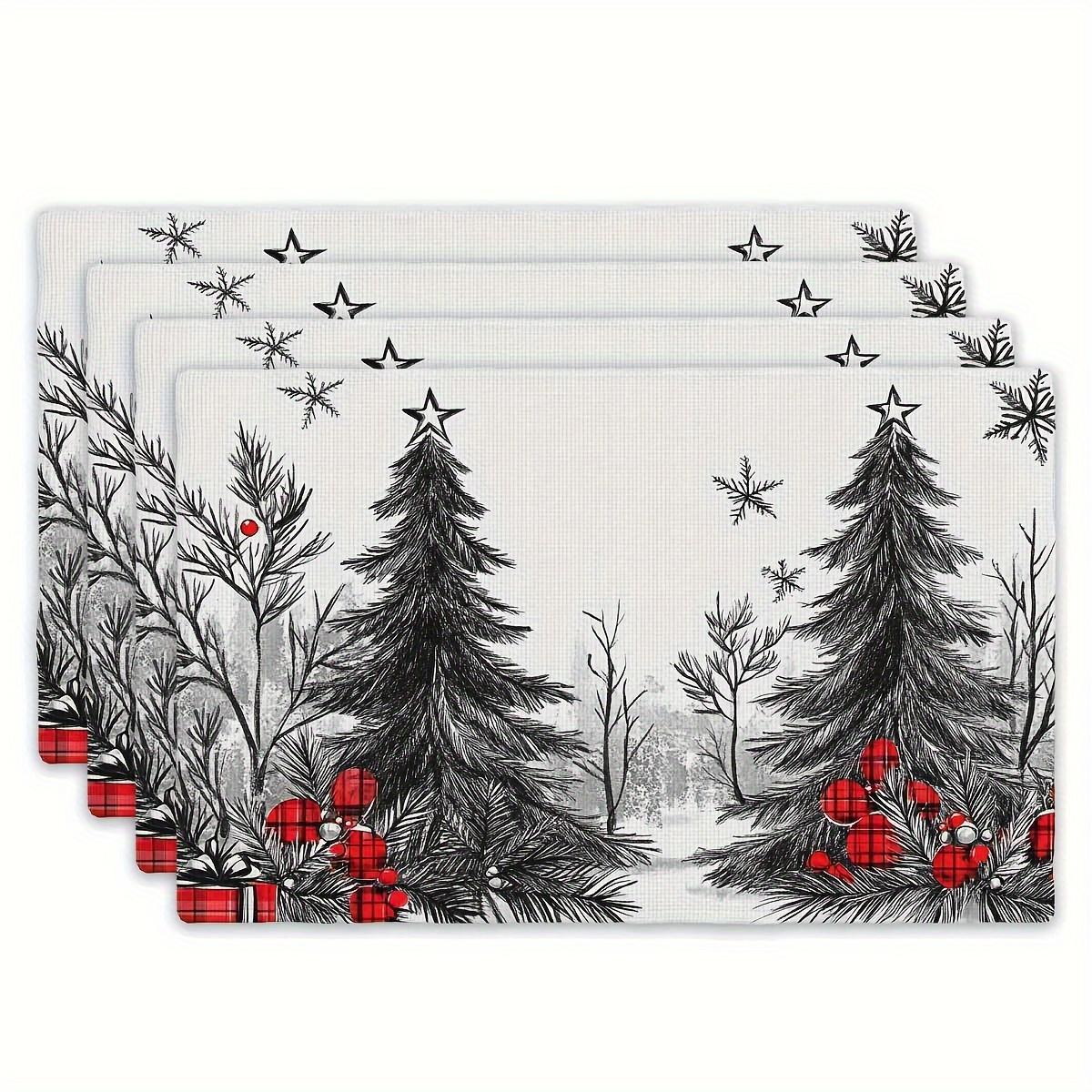 

4pc Black White Red Christmas Placemat Scandinavian Style Minimalist Design Home Placemat Home Decoration 4PC30X45CM(1X1.5FT