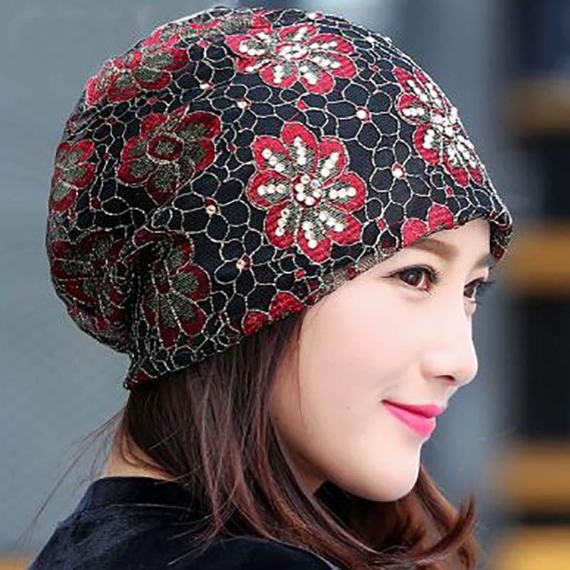 

Теплая женская шапка Хемо бандана бини тюрбан повязка на голову кружевная зимняя шапка красный