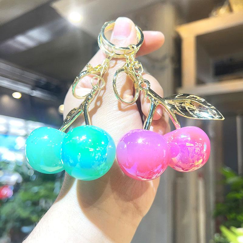 Exquisiter Niedlicher Kirsch-Schlüsselanhänger Simulierter Frucht-Schlüsselanhänger Anhänger Für Frauen Mädchen Handtaschen-Dekoration Taschenanhänger Auto-Schlüsselanhänger Geschenke