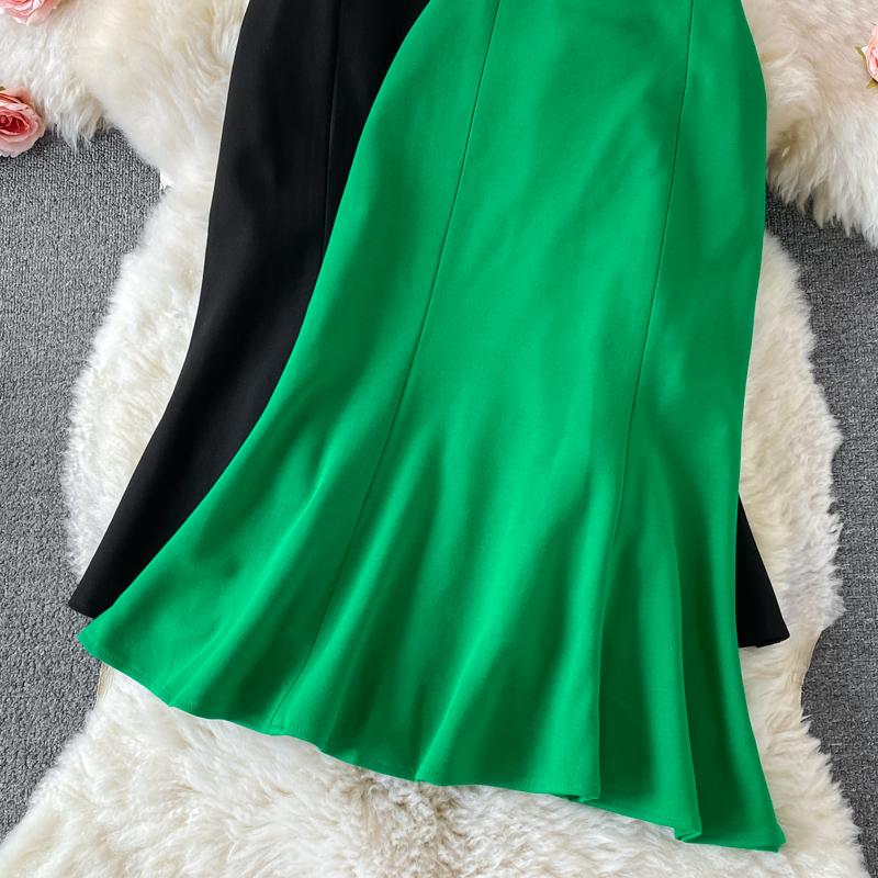 Spring And Autumn Professional Temperament Mermaid Skirt Office Lady Mid-Length Solid Package Hip Skirt High Waist Skirts