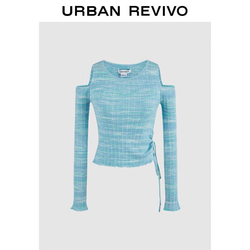 

Женский вязаный топ Y2K с кулиской, оборками и открытыми плечами XS