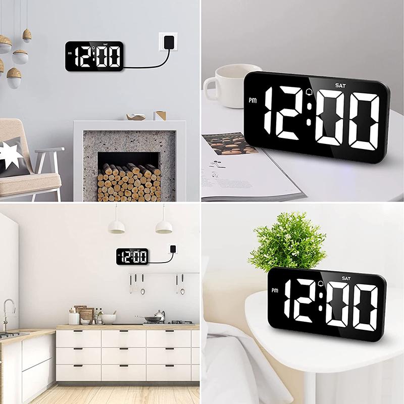LED Alarm Clock Digital Wall Clock Super-size 10.8" Electronic Desk Clock Time Week Display Bedroom Home Decoration NIDITON
