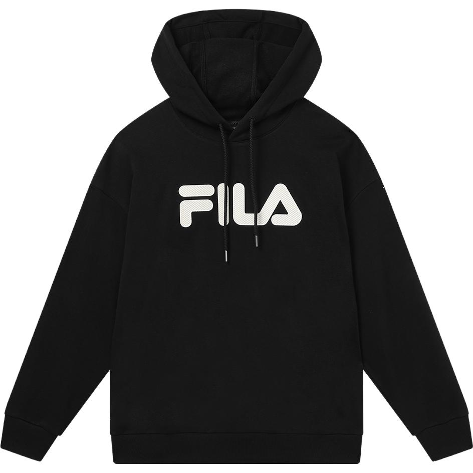 FILA Hooded American Vintage Sweatshirt Loose Fashion Casual Sports Couple Top Men tops Black F51U338298FBK