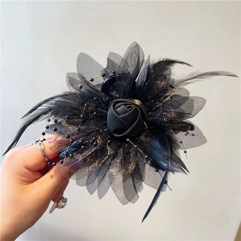 

Французская заколка для волос с перьями: Супер Сказочная Заколка-Краб, Стильная Заколка-Акула для Волос Большого Объема