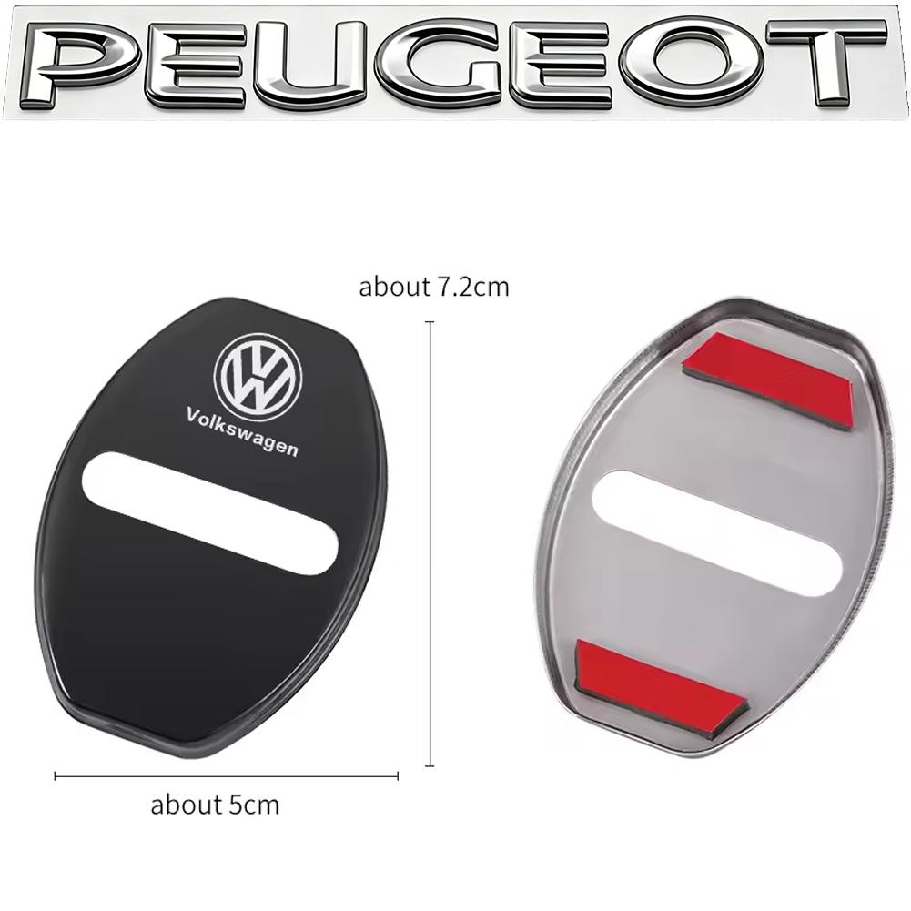 4Pcs Zinc Alloy Car Door Lock Buckle Protection Cover Anti-Collision Shock Absorbing Cushion For VW Golf T‑Roc Tiguan Polo MK7