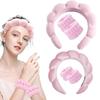 Wash Face Headband & Wrist Band Set 3 Pcs Soft Fluffy Absorbent for Skincare Makeup Shower Spa Facial Cleansing