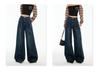 Women's Autumn High-Waisted Hong Kong Style Floor-Sweeping Loose Jeans