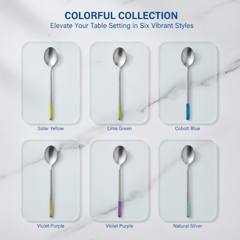Pure Titanium Korean Style Spoons Unique Crystal Texture Colorful Handles Perfect For Home Dining Outdoor Camping Picnic Use