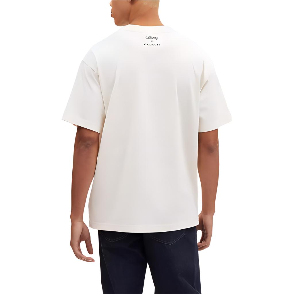 Coach Mickey Mouse Print Loose Short Sleeve T-Shirt Unisex Tops White CN321-CRM