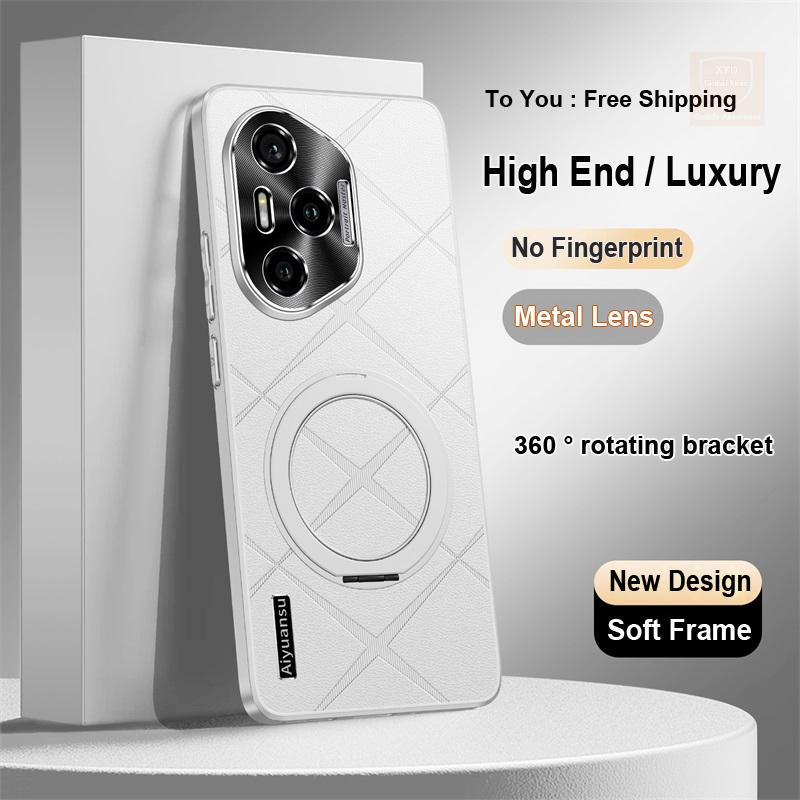 For Honor 300 Pro Case Holder Ring Cover For Honor 300 Ultra Pro Phone Case Shell 360 Bracket Stand Fashion Leather Skin Bumper