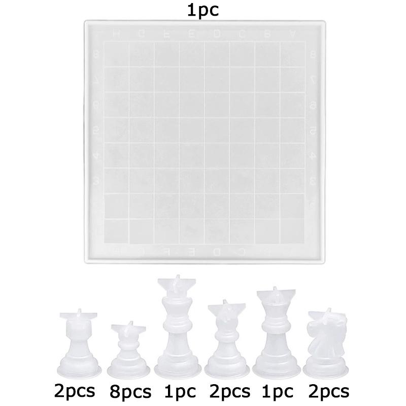 WTEMPO Kreative sjakkformer for resinstøping Myke silikon sjakksettformer 3D epoksy silikon resinformer DIY lagemaler Julegaver