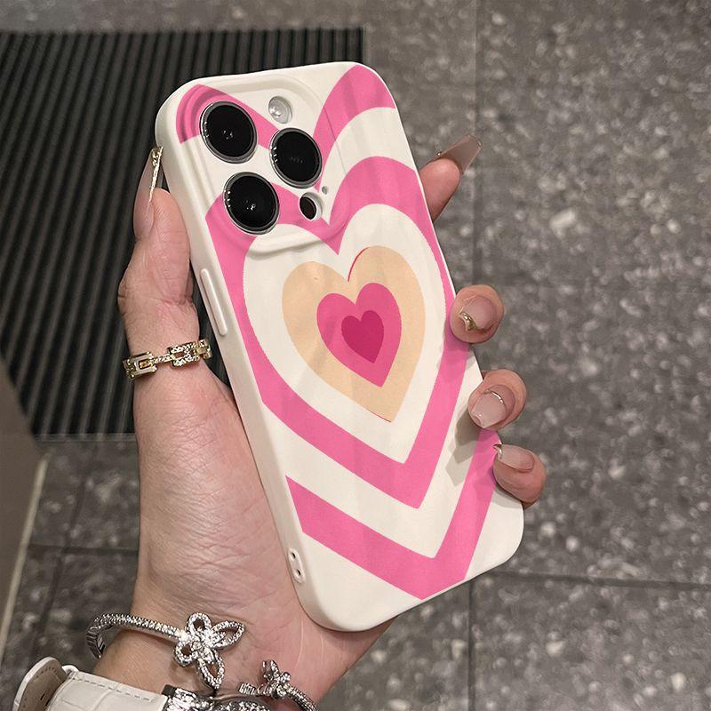 Pink Love Ring iPhone17promax Mobile Phone Case for Apple 16promax Pleats 14 Matte 15