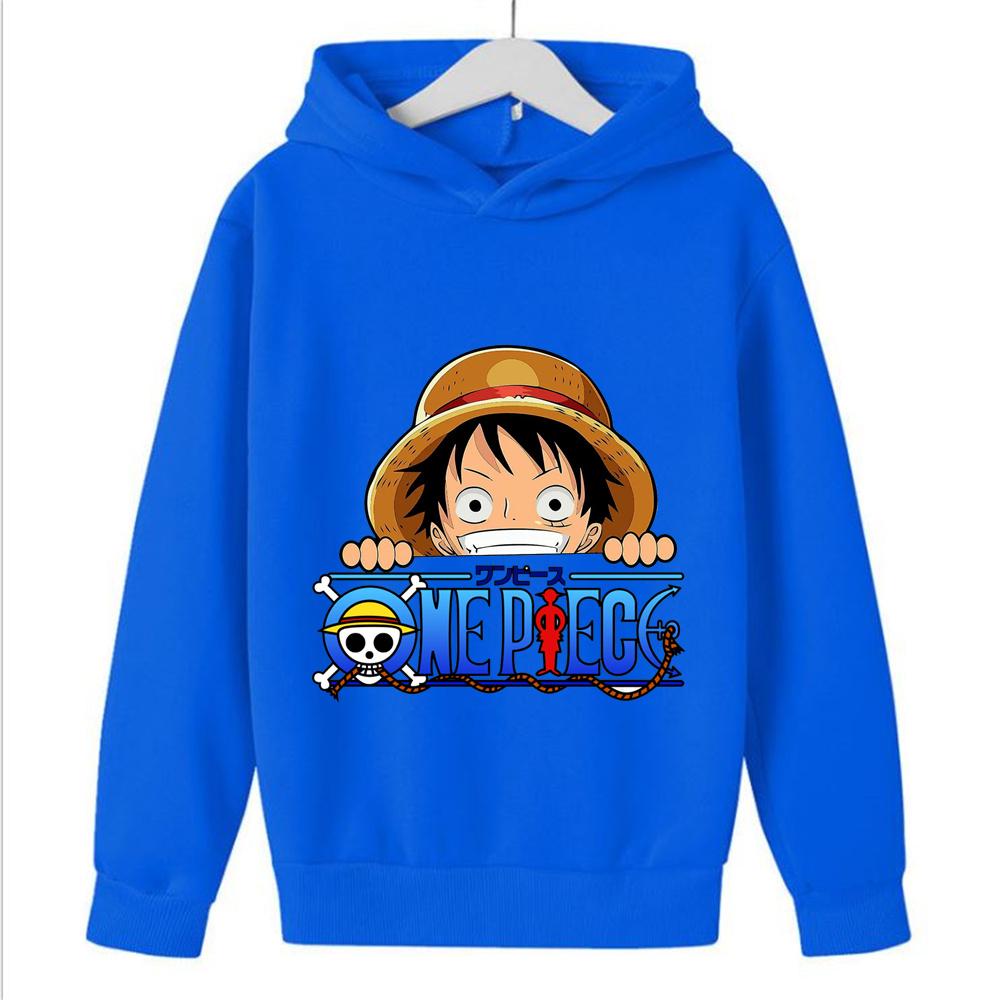 Anime One Piece Hoodies Luffy Casual Ace Law Roronoa Zoro Luffy Streetwear Kids Boys Sweatshirts Pullover Hooded Fashion Costume