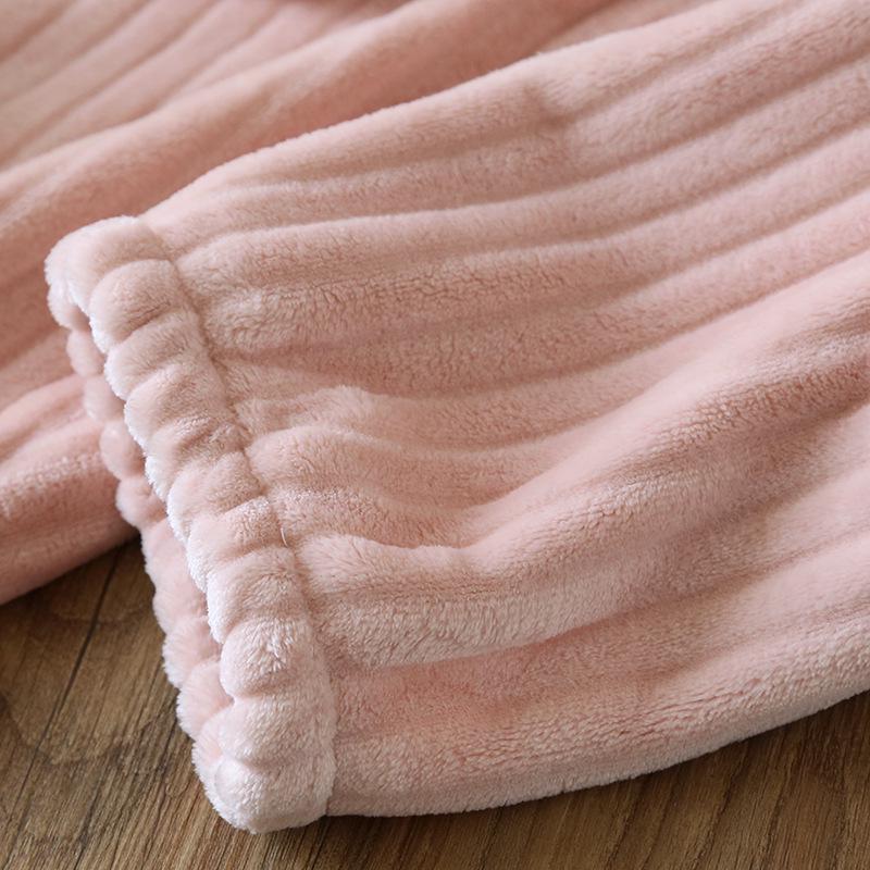 Plus Size Adjustable Maternity Flannel Sleep Pants - Coral Fleece for Warmth & Belly Support