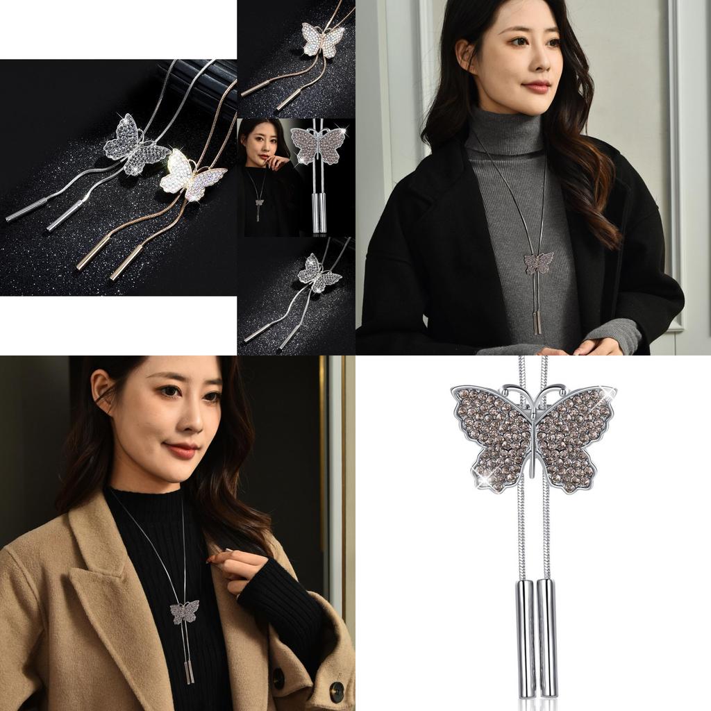 Elegant Butterfly Necklace For Women Long Fashion Sweater Chain Vintage Accessory