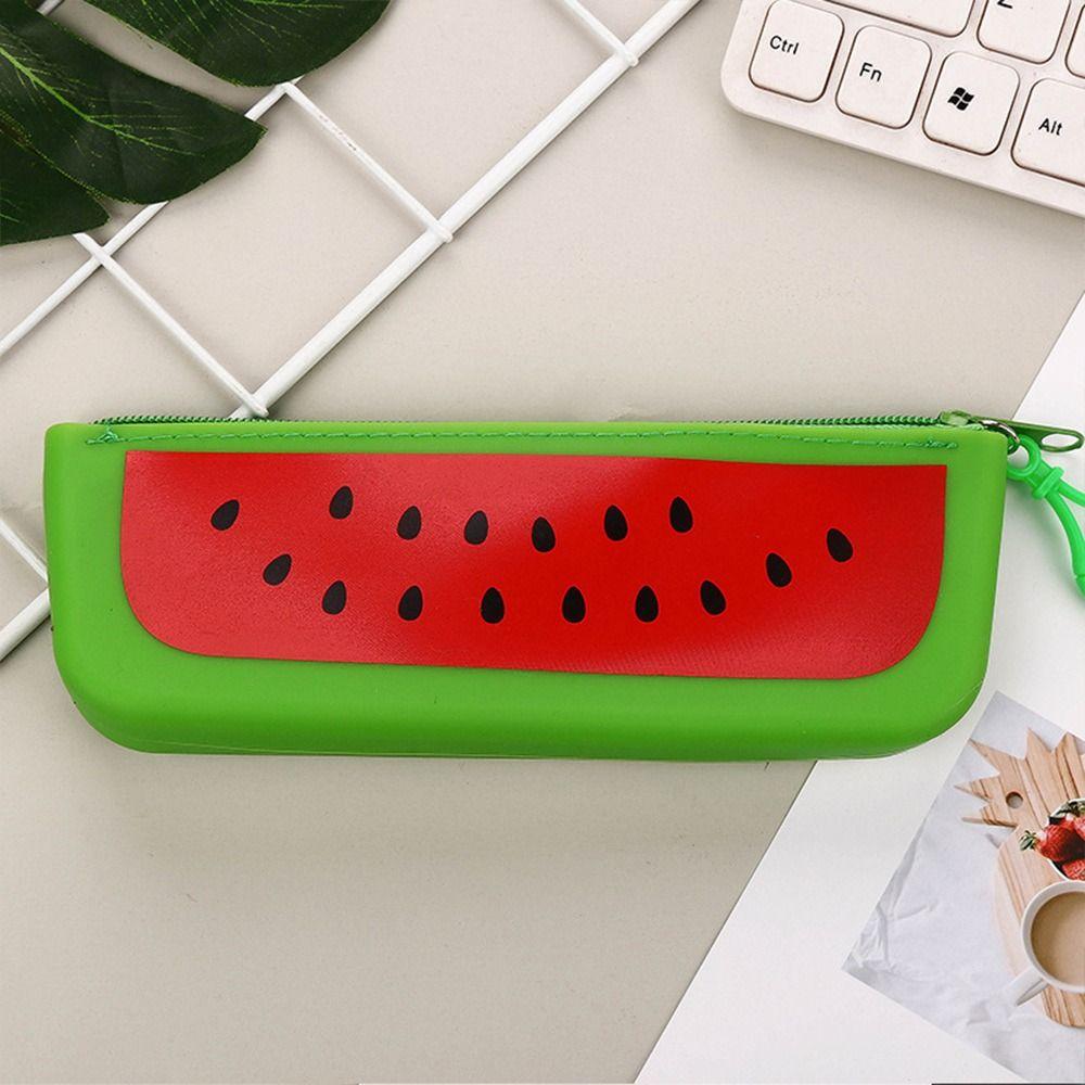 Silicone Pencil Case Simulated Fruit Stationery Pouch Portable Stationery Organizer  Students
