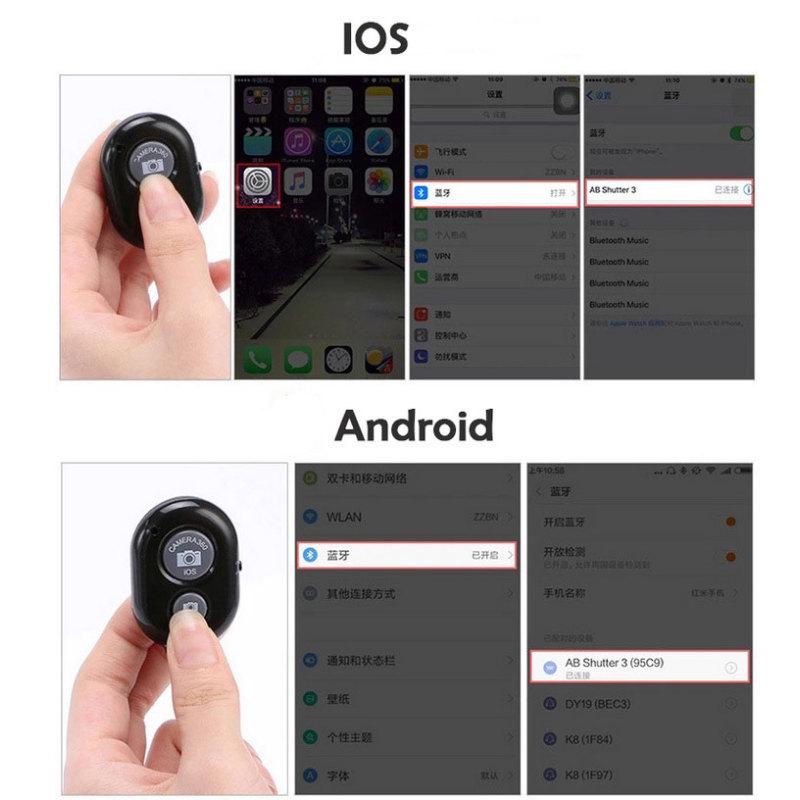 Tlačítko bezdrátového dálkového ovládání Selfie ovladač kompatibilní s Bluetooth Samospoušť Camera Stick