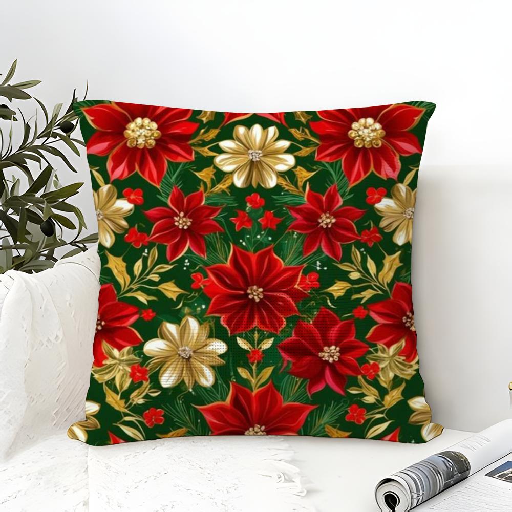 Square Cartoon Festive Print Pattern Pillow Case Linen Pillow Case Sofa Home Decor Cushion Cover Cushion Cove