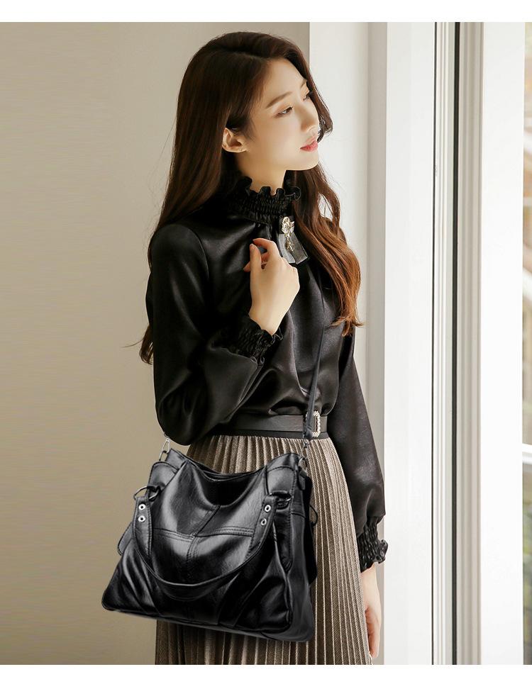 2023 Trendy Women's PU Handbag: European & American Patchwork, High-Quality, Large, Simple Design