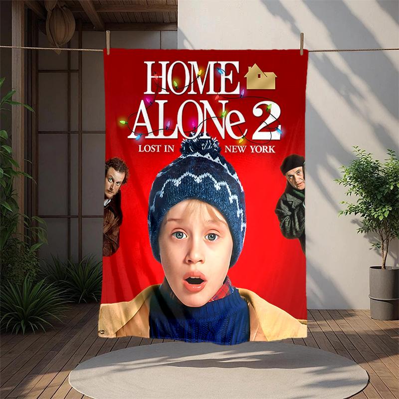 Home Alone Flannel Blanket Soft Warm All-Season Throw, Design for Camping, Car Travel, Hiking Sofa, Bed, Office Perfect Gift for Parties