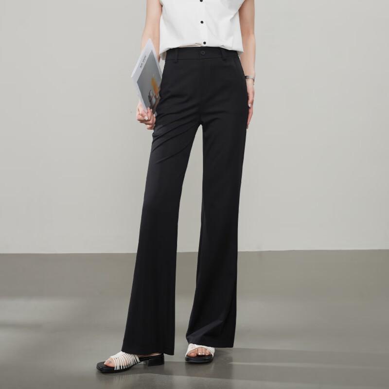 ESE-Y Women s Lyocell Silk Blend Drapey Micro-Flare Suit Pants 28