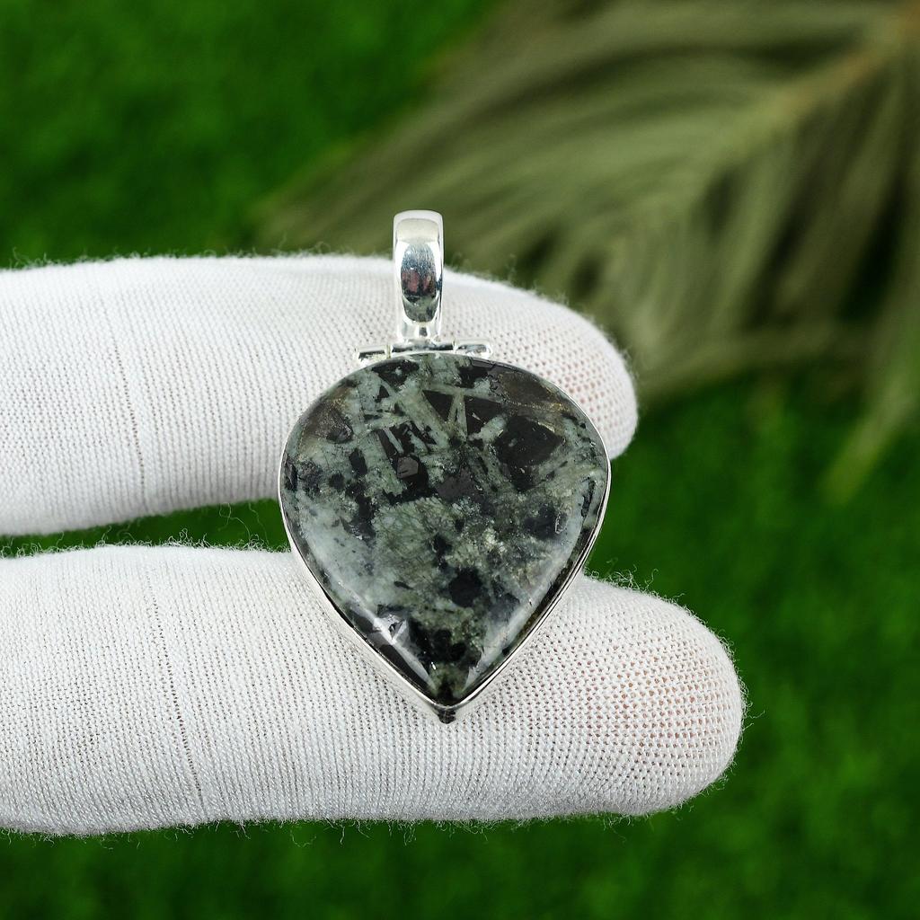 Natural Star Galaxy Gemstone Pendant Handmade 925 Sterling Silver Indian Jewelry