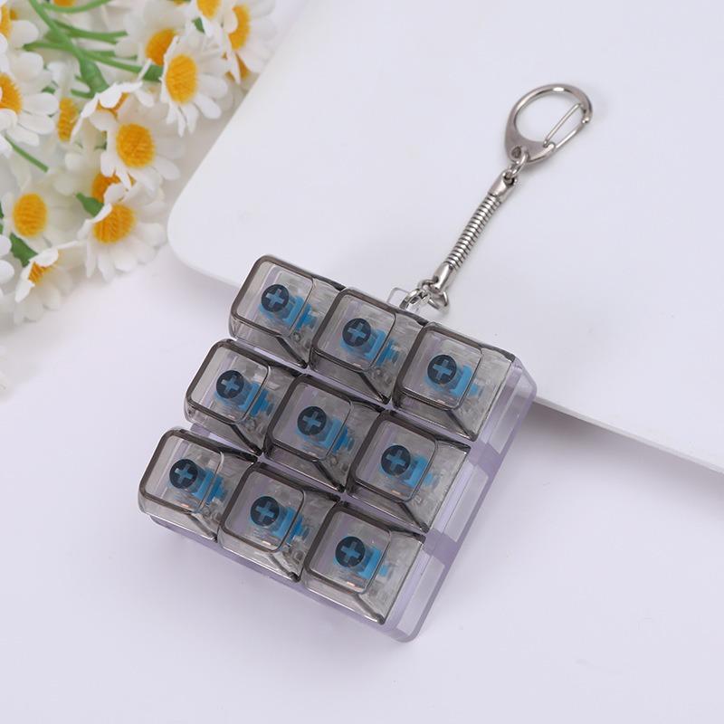 Jiugongge Transparent Button Decompression Toy Fingertip Pressing Luminous Shaft Tester Pressure Relief Toy Keychain