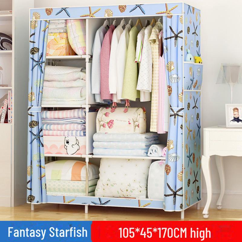 Simple Non-Woven Dustproof Folding Wardrobe with Steel Frame and Hanger