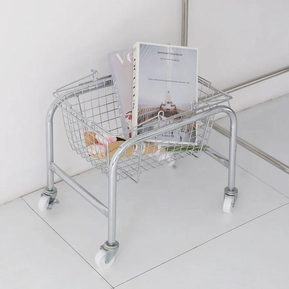Large Capacity Mobile Trolley Storage Rack Convenient Book Shelf Home Snack Storage Basket Bedroom