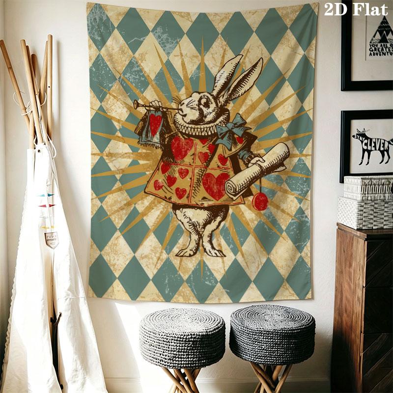 Alice Wonderland Spark Wall Hanging Printed Fabric Blanket Decorative Tapestries for Bedroom Living Room Home Decor