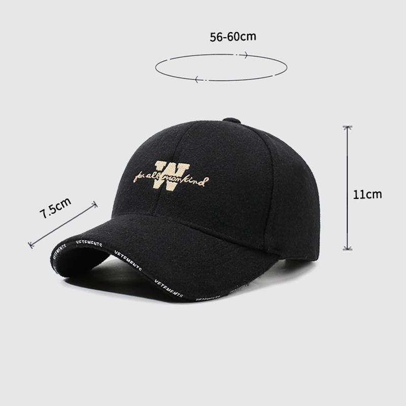 Autumn Winter Woolen Baseball Cap Embroidered Letter Cap Men's Thick Warm Cap