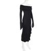 Women's Solid Colour Temperament One Shoulder Long Ruffle Hem Split Long Sleeve Dresses