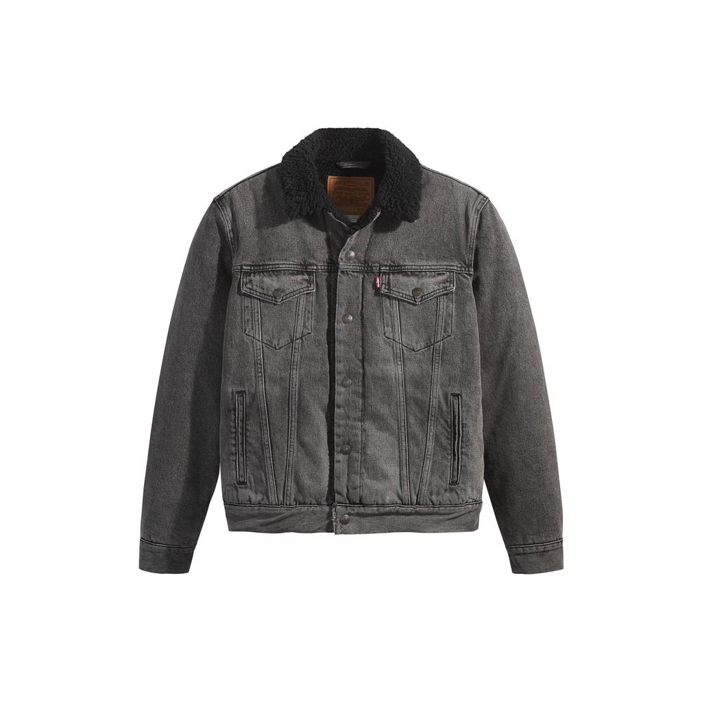 Levis Washed Vintage Collar Single-Breasted Lamb Wool Plush Jacket Men Jacket Gray 16365-0183