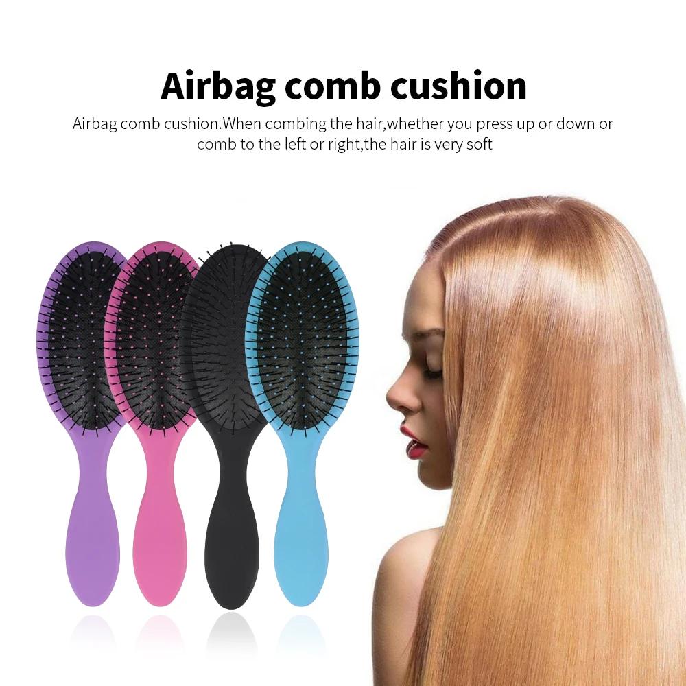Detangling Air Cushion Hair Brush Oval Scalp Massage Anti-Tangle Wet Dry Use Matte Handle Hairbrush for Home Salon Curly Straight Hair Styling